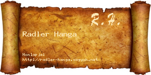 Radler Hanga névjegykártya